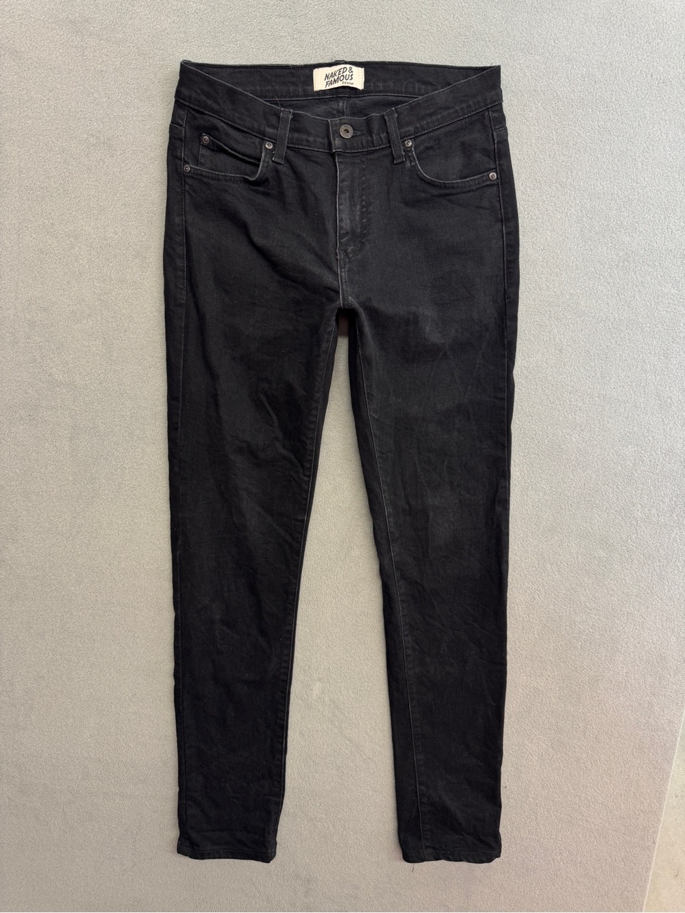 Naked And Famous Jeans 31x34 Men's Black Comfort Stretch Super Guy Fit Japan
